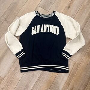 New York Popular San Antonio Raglan Sweatshirt Navy Cream Varsity Large